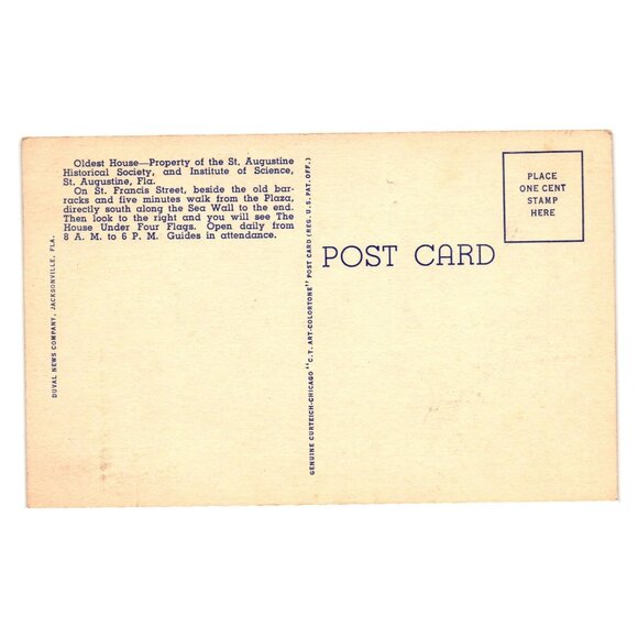 Vintage Postcard Of Oldest House St Francis St Augustine Florida 73 Horse Buggy - Picture 2 of 2